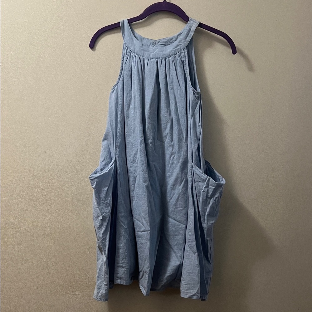 Chasing Fireflies-Light Blue Sleeveless Dress with Pockets